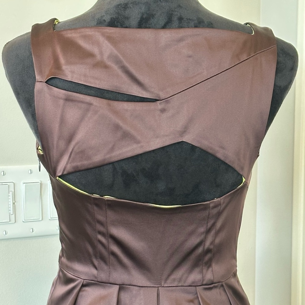 ✨EUC✨Marc New York Brown Ruched Cocktail Dress Lined Side Zip Women size 4 - Picture 6 of 13